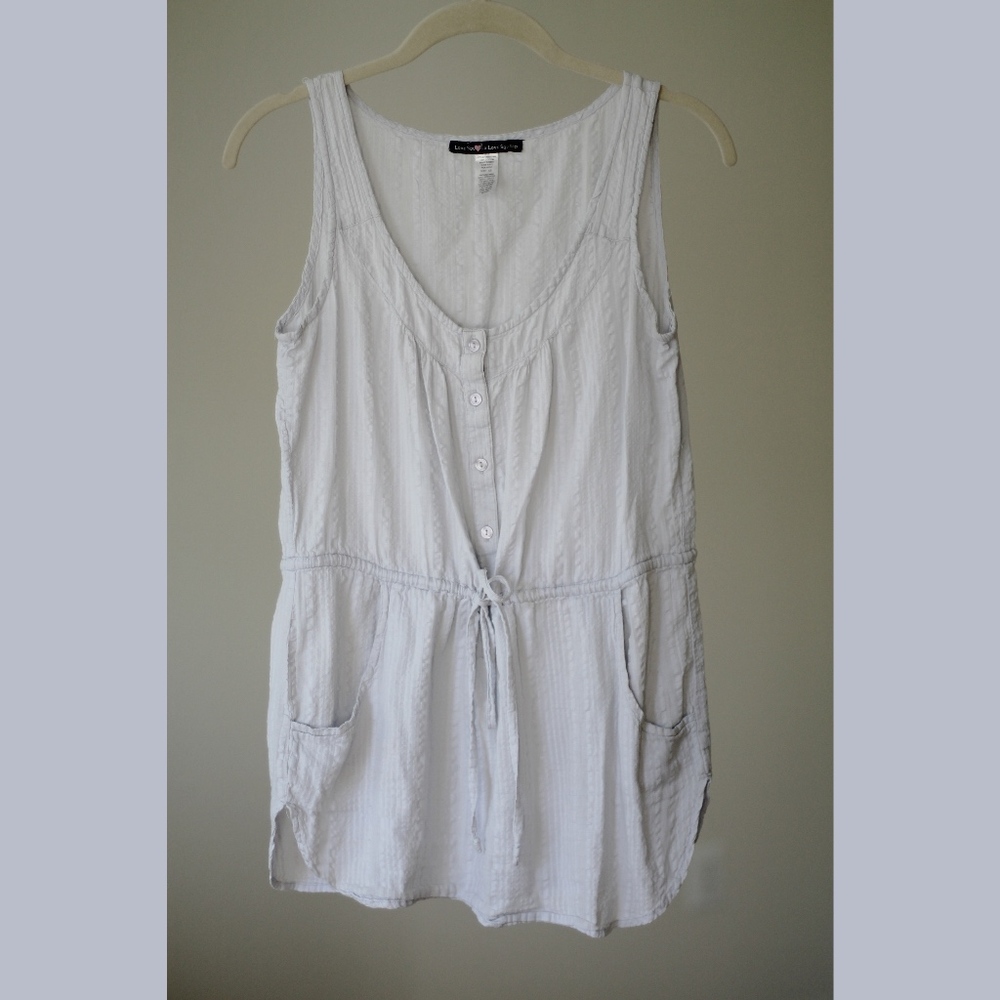 Love Squared Blue Cotton Button Up Tank